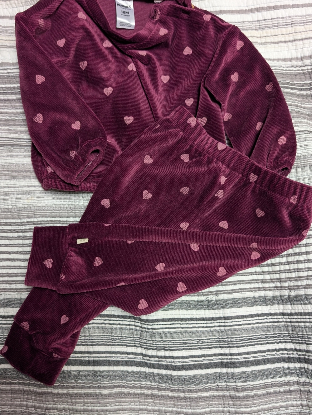 2/$12 Kids Heart Print Matching Set - Plum